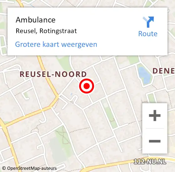 Locatie op kaart van de 112 melding: Ambulance Reusel, Rotingstraat op 31 januari 2015 21:02