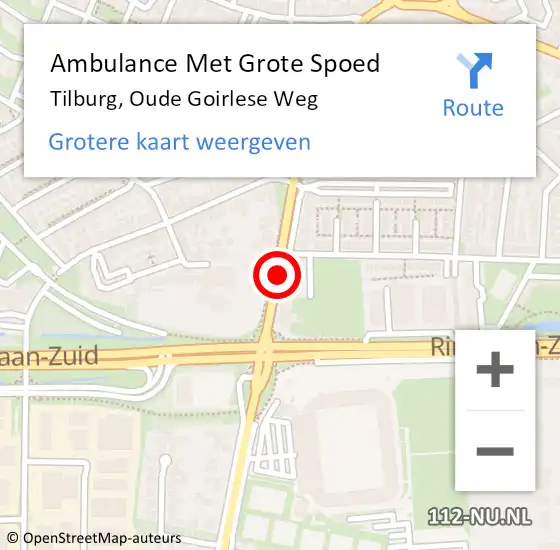 Locatie op kaart van de 112 melding: Ambulance Met Grote Spoed Naar Tilburg, Oude Goirlese Weg op 31 januari 2015 22:26