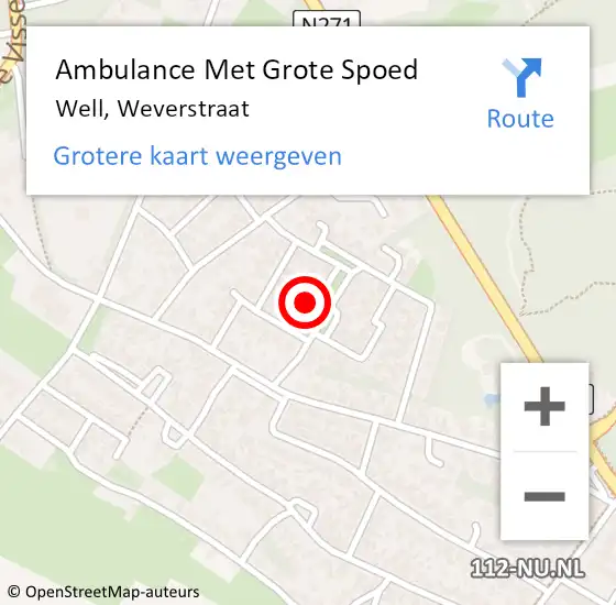 Locatie op kaart van de 112 melding: Ambulance Met Grote Spoed Naar Well, Weverstraat op 1 februari 2015 01:57
