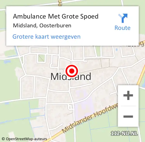 Locatie op kaart van de 112 melding: Ambulance Met Grote Spoed Naar Midsland, Oosterburen op 1 februari 2015 03:37