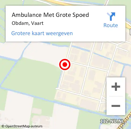 Locatie op kaart van de 112 melding: Ambulance Met Grote Spoed Naar Obdam, Vaart op 1 februari 2015 06:11