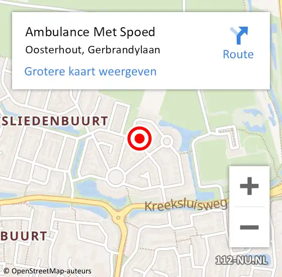 Locatie op kaart van de 112 melding: Ambulance Met Spoed Naar Oosterhout, Gerbrandylaan op 1 februari 2015 13:37