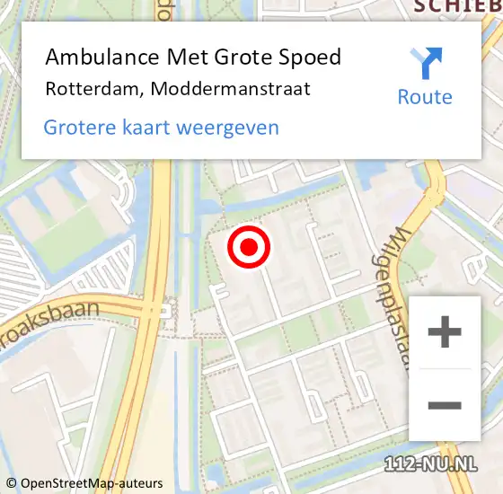 Locatie op kaart van de 112 melding: Ambulance Met Grote Spoed Naar Rotterdam, Moddermanstraat op 1 februari 2015 16:26