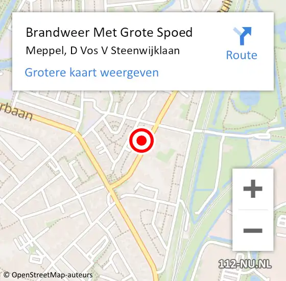 Locatie op kaart van de 112 melding: Brandweer Met Grote Spoed Naar Meppel, D Vos V Steenwijklaan op 1 februari 2015 20:07