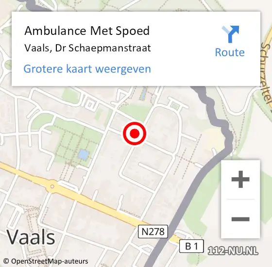Locatie op kaart van de 112 melding: Ambulance Met Spoed Naar Vaals, Dr Schaepmanstraat op 2 februari 2015 02:27