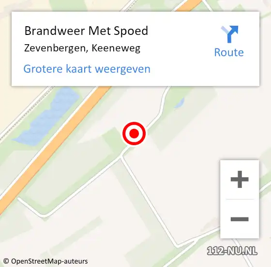 Locatie op kaart van de 112 melding: Brandweer Met Spoed Naar Zevenbergen, Keeneweg op 2 februari 2015 08:18