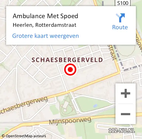 Locatie op kaart van de 112 melding: Ambulance Met Spoed Naar Heerlen, Rotterdamstraat op 2 februari 2015 08:44
