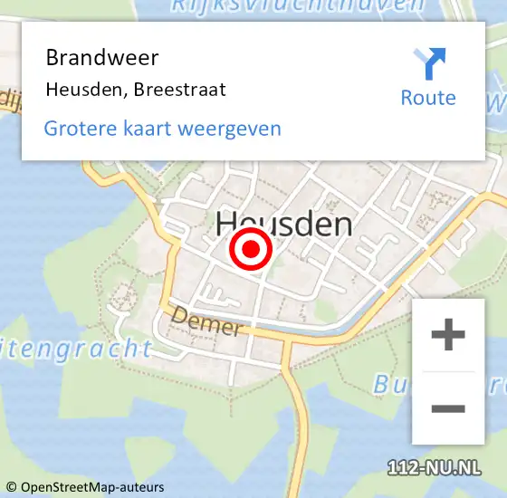 Locatie op kaart van de 112 melding: Brandweer Heusden, Breestraat op 2 februari 2015 13:05