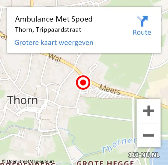 Locatie op kaart van de 112 melding: Ambulance Met Spoed Naar Thorn, Trippaardstraat op 2 februari 2015 19:00