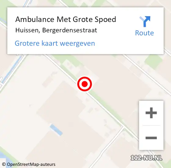 Locatie op kaart van de 112 melding: Ambulance Met Grote Spoed Naar Huissen, Bergerdensestraat op 3 februari 2015 14:02