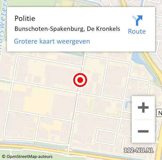 Locatie op kaart van de 112 melding: Politie Bunschoten-Spakenburg, De Kronkels op 3 februari 2015 18:49
