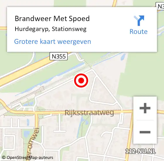 Locatie op kaart van de 112 melding: Brandweer Met Spoed Naar Hurdegaryp, Stationsweg op 28 oktober 2013 19:04