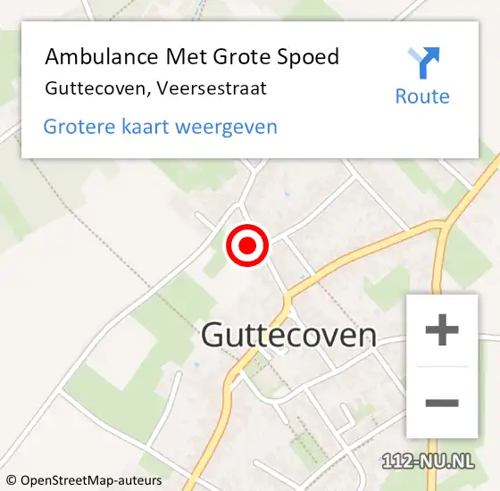 Locatie op kaart van de 112 melding: Ambulance Met Grote Spoed Naar Guttecoven, Veersestraat op 4 februari 2015 09:12