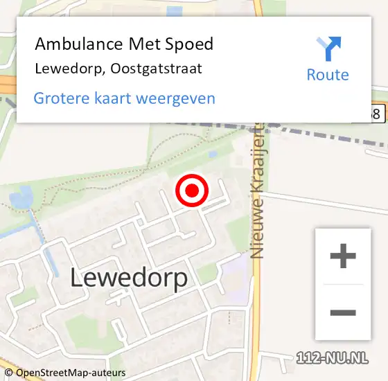 Locatie op kaart van de 112 melding: Ambulance Met Spoed Naar Lewedorp, Oostgatstraat op 4 februari 2015 14:44