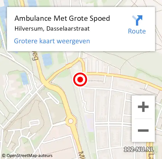Locatie op kaart van de 112 melding: Ambulance Met Grote Spoed Naar Hilversum, Dasselaarstraat op 4 februari 2015 16:24