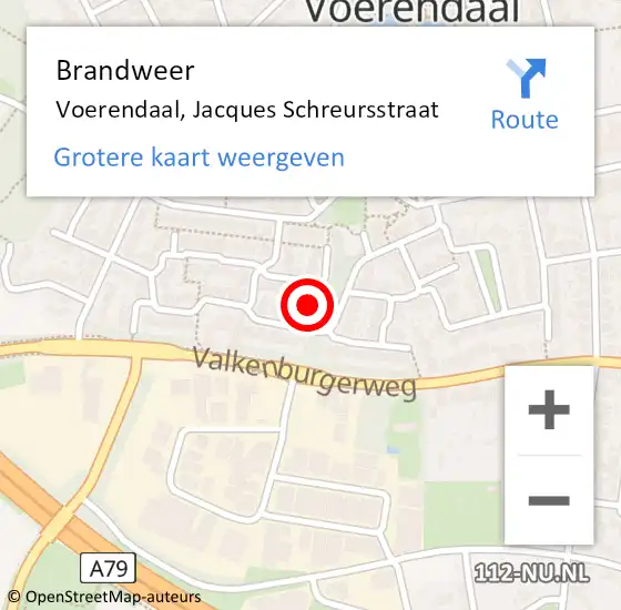 Locatie op kaart van de 112 melding: Brandweer Voerendaal, Jacques Schreursstraat op 4 februari 2015 18:44