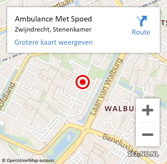 Locatie op kaart van de 112 melding: Ambulance Met Spoed Naar Zwijndrecht, Stenenkamer op 5 februari 2015 10:22