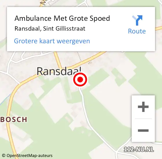 Locatie op kaart van de 112 melding: Ambulance Met Grote Spoed Naar Ransdaal, Sint Gillisstraat op 5 februari 2015 16:00