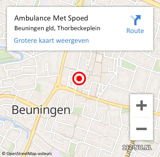 Locatie op kaart van de 112 melding: Ambulance Met Spoed Naar Beuningen gld, Thorbeckeplein op 6 februari 2015 16:20