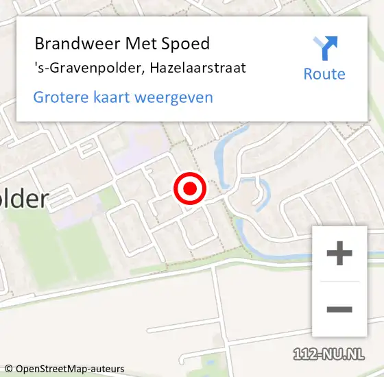 Locatie op kaart van de 112 melding: Brandweer Met Spoed Naar 's-Gravenpolder, Hazelaarstraat op 6 februari 2015 18:13