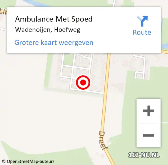 Locatie op kaart van de 112 melding: Ambulance Met Spoed Naar Wadenoijen, Hoefweg op 7 februari 2015 00:41