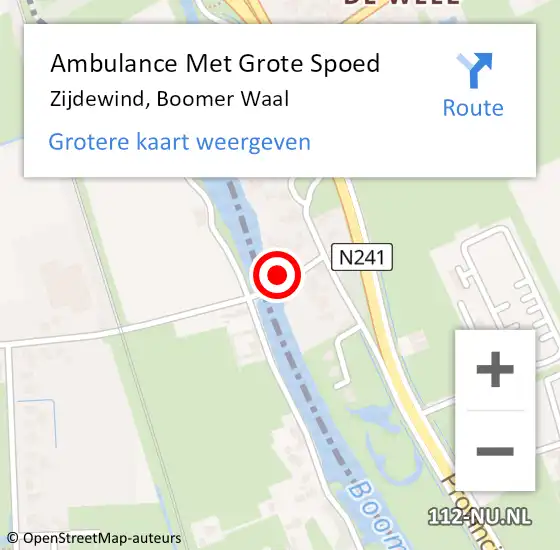 Locatie op kaart van de 112 melding: Ambulance Met Grote Spoed Naar Zijdewind, Boomer Waal op 7 februari 2015 01:06