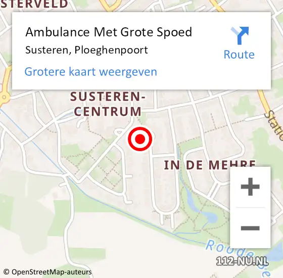 Locatie op kaart van de 112 melding: Ambulance Met Grote Spoed Naar Susteren, Ploeghenpoort op 7 februari 2015 06:41