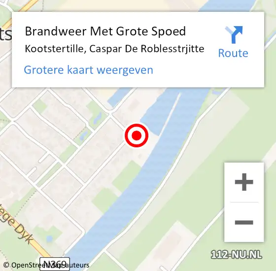 Locatie op kaart van de 112 melding: Brandweer Met Grote Spoed Naar Kootstertille, Caspar De Roblesstrjitte op 7 februari 2015 08:08