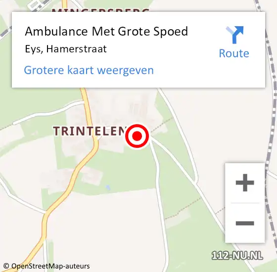 Locatie op kaart van de 112 melding: Ambulance Met Grote Spoed Naar Eys, Hamerstraat op 7 februari 2015 10:32