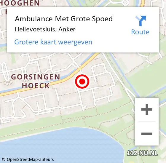 Locatie op kaart van de 112 melding: Ambulance Met Grote Spoed Naar Hellevoetsluis, Anker op 7 februari 2015 13:51