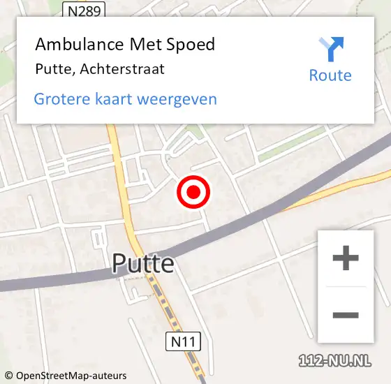 Locatie op kaart van de 112 melding: Ambulance Met Spoed Naar Putte, Achterstraat op 7 februari 2015 16:31