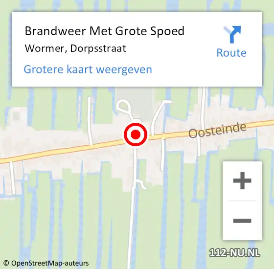 Locatie op kaart van de 112 melding: Brandweer Met Grote Spoed Naar Wormer, Dorpsstraat op 7 februari 2015 17:21