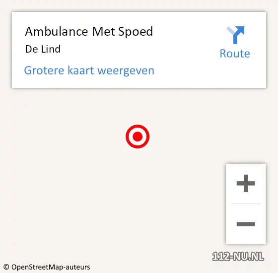 Locatie op kaart van de 112 melding: Ambulance Met Spoed Naar De Lind op 7 februari 2015 22:46