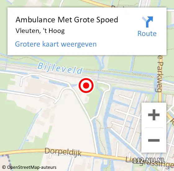 Locatie op kaart van de 112 melding: Ambulance Met Grote Spoed Naar Vleuten, 't Hoog op 8 februari 2015 06:15