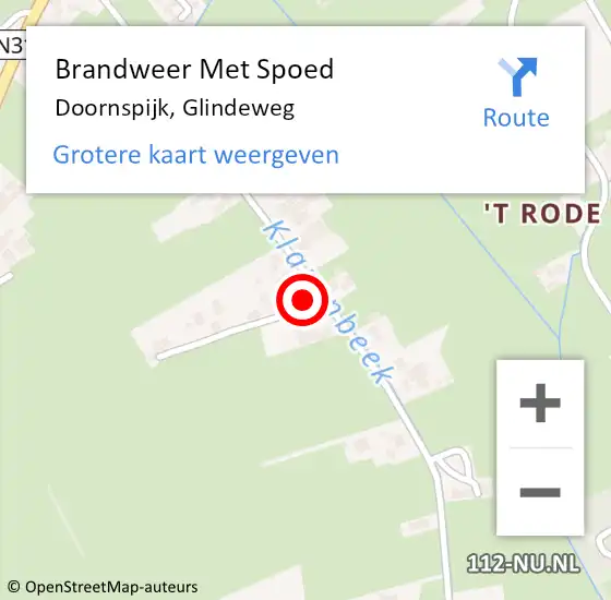 Locatie op kaart van de 112 melding: Brandweer Met Spoed Naar Doornspijk, Glindeweg op 29 oktober 2013 09:12