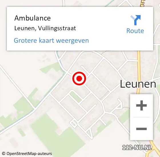 Locatie op kaart van de 112 melding: Ambulance Leunen, Vullingsstraat op 8 februari 2015 17:27