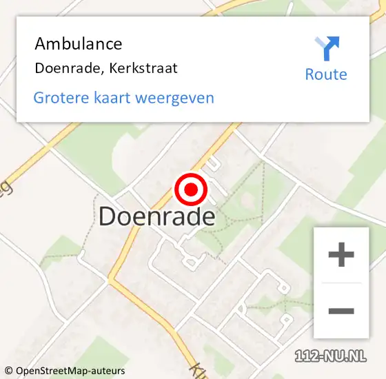 Locatie op kaart van de 112 melding: Ambulance Doenrade, Kerkstraat op 9 februari 2015 04:14