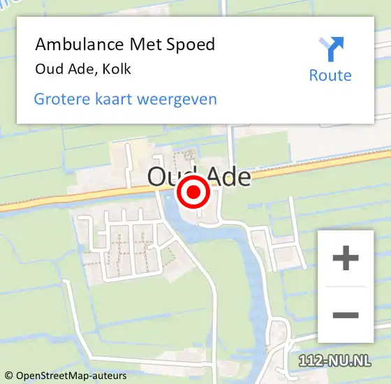 Locatie op kaart van de 112 melding: Ambulance Met Spoed Naar Oud Ade, Kolk op 9 februari 2015 11:16