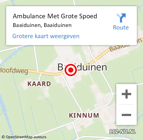 Locatie op kaart van de 112 melding: Ambulance Met Grote Spoed Naar Baaiduinen, Baaiduinen op 11 september 2013 08:53