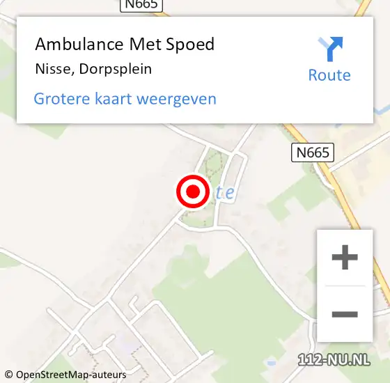Locatie op kaart van de 112 melding: Ambulance Met Spoed Naar Nisse, Dorpsplein op 9 februari 2015 15:52