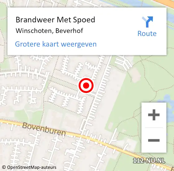 Locatie op kaart van de 112 melding: Brandweer Met Spoed Naar Winschoten, Beverhof op 9 februari 2015 17:30