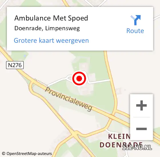 Locatie op kaart van de 112 melding: Ambulance Met Spoed Naar Doenrade, Limpensweg op 10 februari 2015 09:54