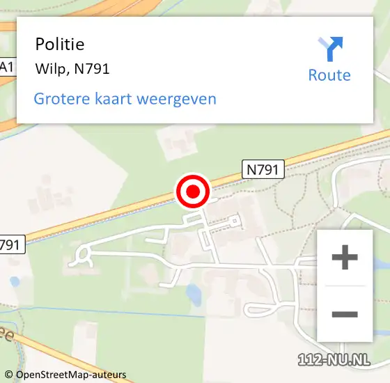 Locatie op kaart van de 112 melding: Politie Wilp, Molenallee op 10 februari 2015 10:05