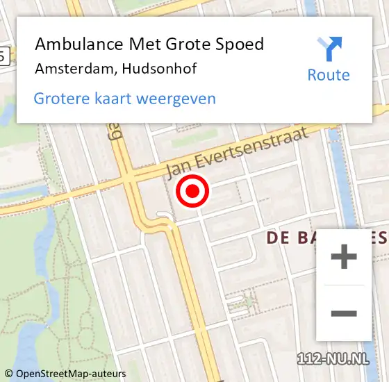 Locatie op kaart van de 112 melding: Ambulance Met Grote Spoed Naar Amsterdam, Hudsonhof op 10 februari 2015 11:25