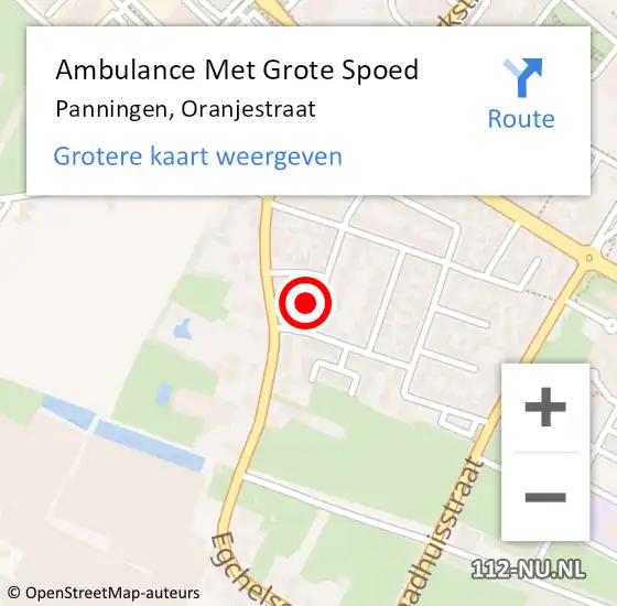 Locatie op kaart van de 112 melding: Ambulance Met Grote Spoed Naar Panningen, Oranjestraat op 10 februari 2015 13:55