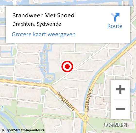 Locatie op kaart van de 112 melding: Brandweer Met Spoed Naar Drachten, Sydwende op 29 oktober 2013 12:32