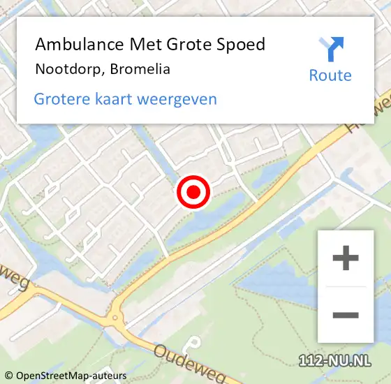 Locatie op kaart van de 112 melding: Ambulance Met Grote Spoed Naar Nootdorp, Bromelia op 10 februari 2015 17:06