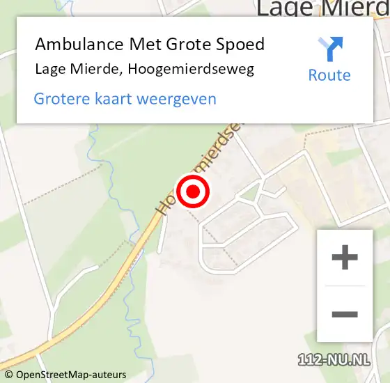 Locatie op kaart van de 112 melding: Ambulance Met Grote Spoed Naar Lage Mierde, Hoogemierdseweg op 11 februari 2015 02:46