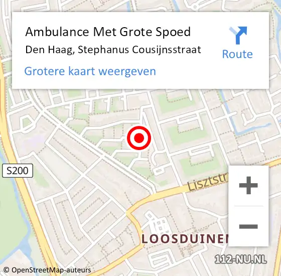 Locatie op kaart van de 112 melding: Ambulance Met Grote Spoed Naar Den Haag, Stephanus Cousijnsstraat op 11 februari 2015 07:38