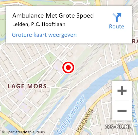 Locatie op kaart van de 112 melding: Ambulance Met Grote Spoed Naar Leiden, P.C. Hooftlaan op 11 februari 2015 11:42